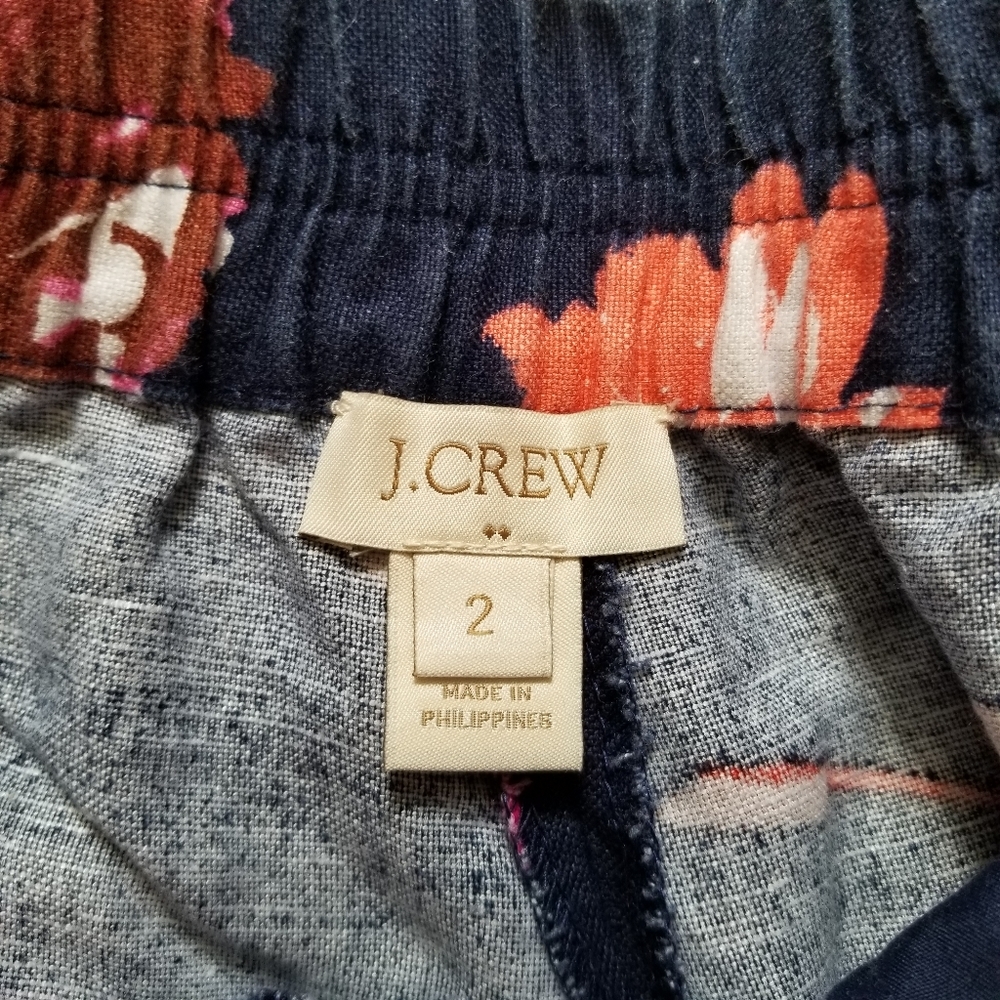 J Crew Factory Linen Blue Floral Shorts 2 - Picture 3 of 5